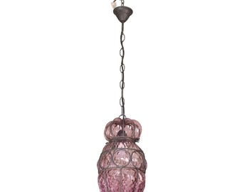 Wonderful plum color Venetian Lantern, Seguso Murano Glass, Italy, 1950s