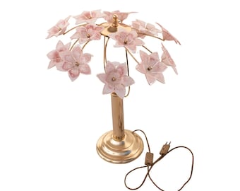 Amazing Murano Table Light Pink Flowers, 1980s