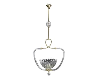 Amazing Art Decò Murano Glass Pendant Chandelier by Ercole Barovier, 1940s