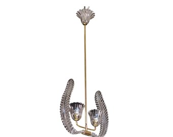 "Ange", Lustre ou Suspension à 2 Lumières par Barovier & Toso, 1940s