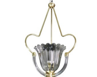 Lámpara colgante Art Déco de cristal de Murano, diseñada por Ercole Barovier en la década de 1940.