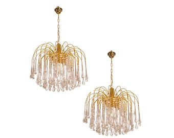 Pair of Lady White, Murano Chandelier White Drops, 1970s
