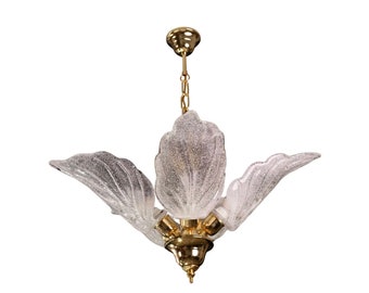 Elegant Murano Chandelier with 5 Leaves in Grit