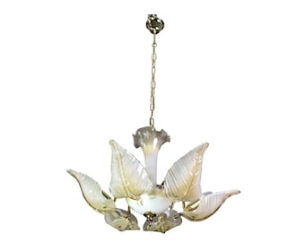 Exceptional Vintage 6-Light Gold Murano Glass Chandelier