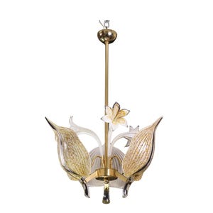 Elegant Gold Chandelier Franco Luce for Seguso, Murano Glass, 1970s