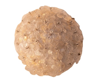 Murano Ceiling Light Gold and Transparent Flower by Seguso for Venini, Italy, 1960s