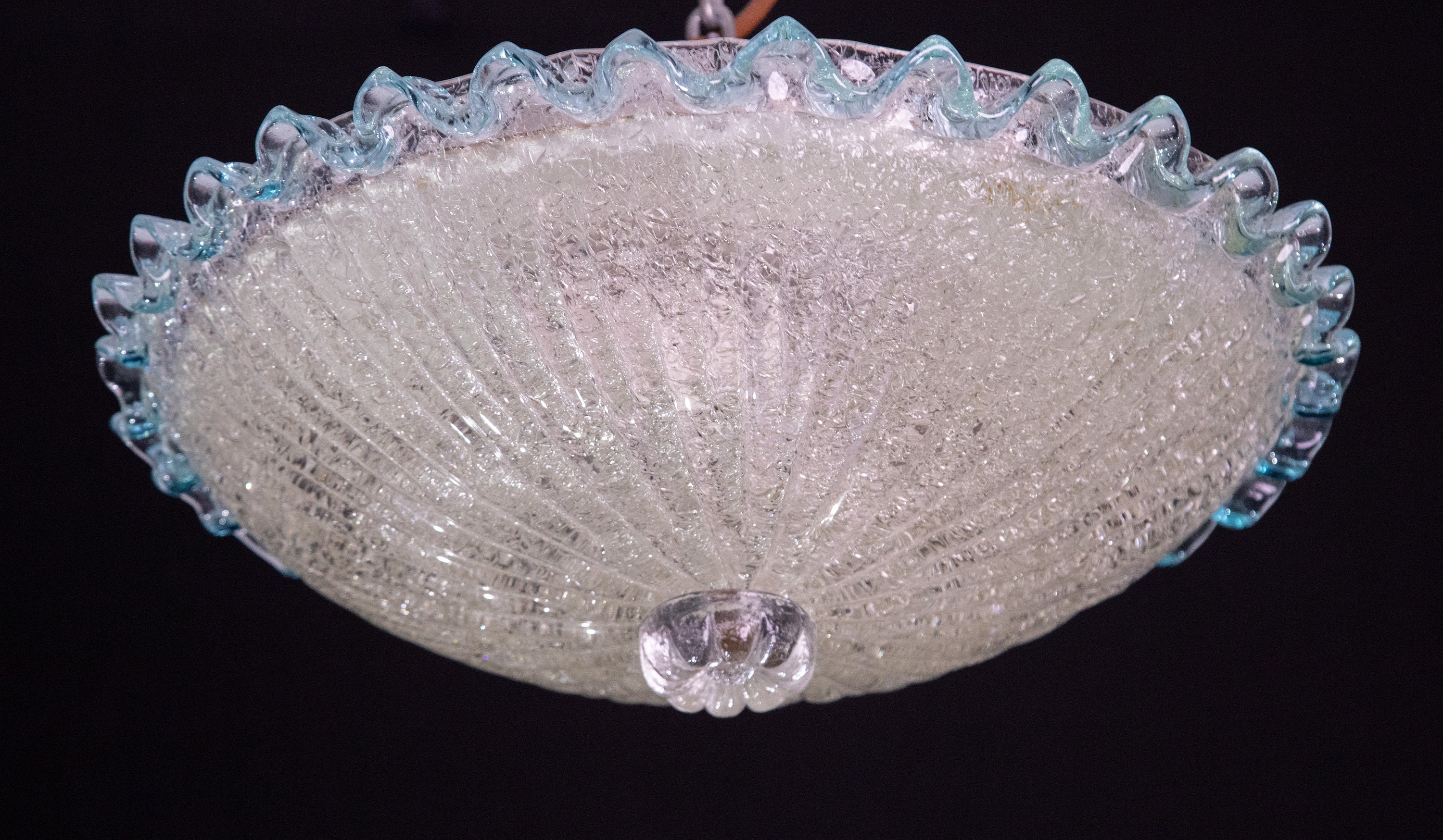 Italian Blue Glass Ceiling Fixture by Barovier & Toso, Murano