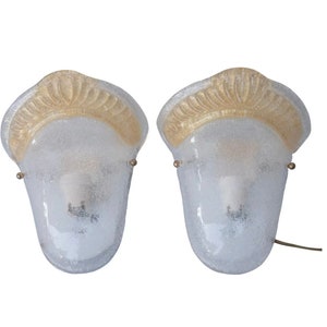 Set of 2 Murano Gold and Transparent Wall Light, 1970