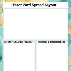 A4 Size - Printable Tarot Card Layout Journal Page Worksheet PDF - Etsy UK