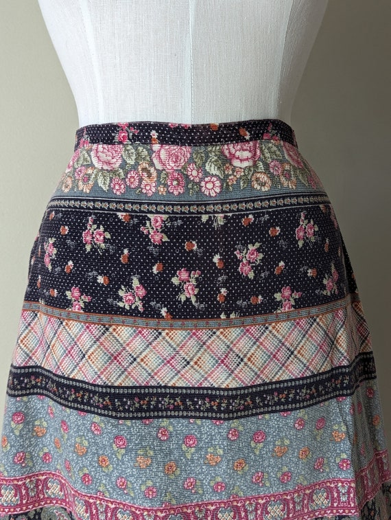 Vintage 1970s Corduroy "Patchwork" Skirt By Lanz - image 1