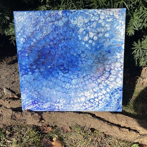 xAbstrakte Wandkunst, einzigartiges Acrylgemälde Blaue Zellen, Originalgemälde, flüssige Kunst, Malerei, abstrakte Kunst