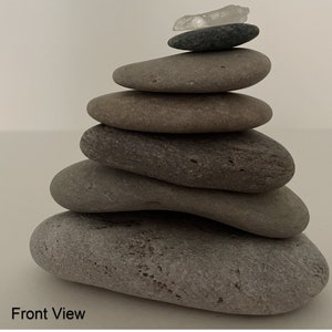 Cairn Sculpture, Rock Cairn Stack, Stacking Stones, Lake Michigan Cairn & Beach Glass, One-if-a-Kind Nature Inspired Art, Re-stackable