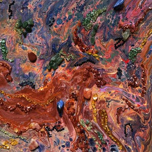 Mystic Terrain Gemstone Abstract Painting, Abstract Acrylic Pour Artwork,  Original Painting, Abstract Fluid Art Painting, One-of-a-Kind