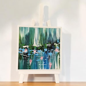 Seerosen-Teich-Reflexionen. Gerahmter Seerosen Teich Druck. Chicago Botanische Gärten Kunst. Gerahmte impressionistische Kunst. Natur Wandkunst