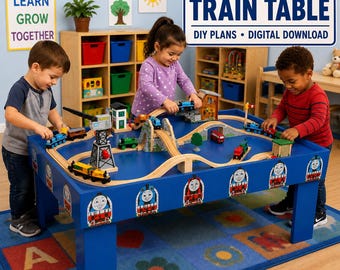 Plan de menuiserie à télécharger (cadeau pour enseignant) : table de train, mobilier de classe, projet de bricolage, idée de remerciement pour la maternelle