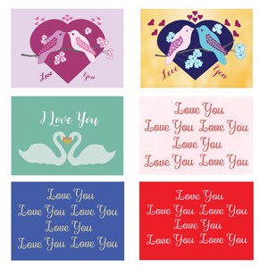Love You Note Cards, Assorted Notecards, 6 Note Cards Pack, Notecards, Blank Inside
