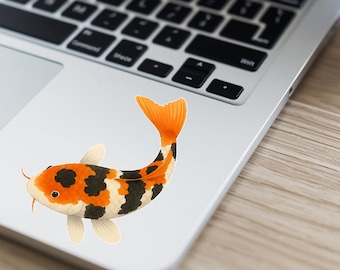 Koi Fish Sticker, Japanese Tattoo Style, Water-Resistant Decal, Dishwaher Safe
