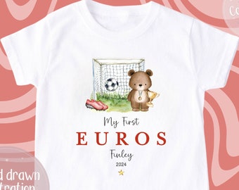 Personalised My First Euros T shirt, Baby Vest, Sleepsuit, My First Euros T Shirt, Euros 2024, England, My First Football