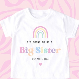 Big Sister TShirt, Big Sister, Pastel Big Sister T Shirt, Big Sister Top, Big Sister Gift, Pregnancy Announcement, Little Sister T Shirt