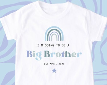 Pastel Big Brother T Shirt, Pastel Retro T-Shirt, Cute Big Brother, Pregnancy Announcement, Kids, Baby Grow, New Brother Gift, Siblings