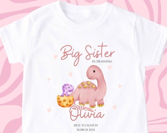 Big Sister TShirt, Big Sister, Dinosaur Big Sister T Shirt, Big Sister Top, Big Sister Gift, Pregnancy Announcement, Little Sister T Shirt