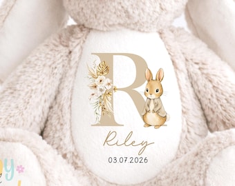 Personalised New Baby soft Toy, New Birth Gift, New baby gift, Newborn Gift, Baby Keepsake, Baby shower gift, Birth stats, Teddy, Bunny