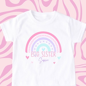 Big Sister T Shirt, Rainbow Big Sis T-Shirt, Cute Big Sister, Pregnancy Announcement, Kids, Baby Grow, New Sister Gift, Siblings