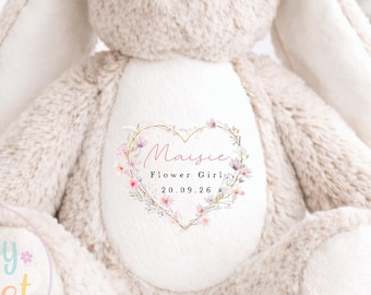 Personalised Flower Girl Bunny, Flower Girl Gift, Will you be my flower girl Bunny, Personalised Soft Toy, Flower Girl Proposal, Bridesmaid