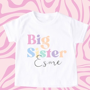 Big Sister TShirt, Big Sister, Pastel Big Sister T Shirt, Big Sister Top, Big Sister Gift, Pregnancy Announcement, Little Sister T Shirt