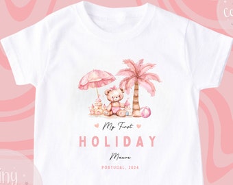 Mi primera camiseta navideña personalizada, primer body navideño, primera camiseta navideña, primeras vacaciones para bebés, primer folleto