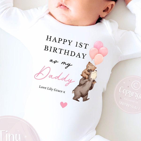 Happy Birthday Daddy, 1st Birthday as My Daddy, New Dad Gift, Dad Birthday, Daddy Birthday, Sleepsuit Babygrow Bodysuit Dad Birthday