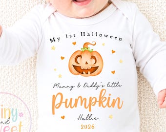 Personalised First Halloween Baby Sleepsuit, Little Pumpkin Babygrow, Halloween Gift For New Baby, Halloween 2026