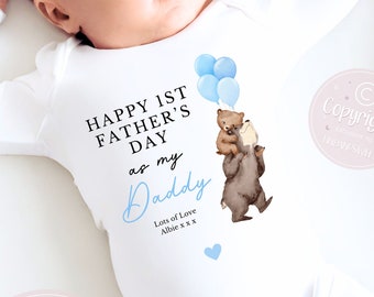 Fathers Day Sleepsuit, 1st Fathers Day As My Daddy, New Dad Gift, Fathers Day, 1st Fathers Day Babygrow, Sleepsuit Babygrow Bodysuit, Dad