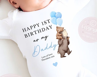 Joyeux anniversaire papa, 1er anniversaire en tant que papa, nouveau cadeau papa, anniversaire de papa, anniversaire de papa, pyjama babygrow body anniversaire de papa