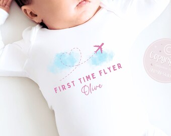 Personalised My First Holiday Sleepsuit, First Holiday Bodysuit, 1st Holiday Babygrow, Babies First Holiday, First Time Flyer