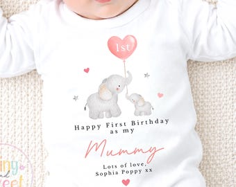 First Birthday as My Mummy Baby Outfit – Personalised Sleepsuit Gift from Baby