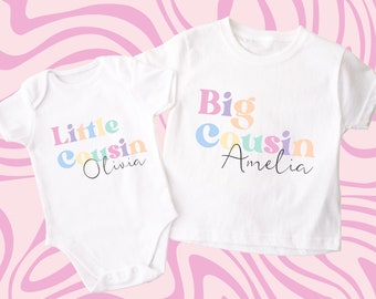 Pastel Big Cousin T Shirt, Pastel Retro T-Shirt, Cute Big Cousin, Pregnancy Announcement, Kids, Little Cousin T Shirt, New Cousin Gift