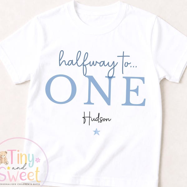 Half way to one t shirt, half birthday sleepsuits, Half Way To One Bodysuit, half birthday t shirt, 6 month birthday, half birthday