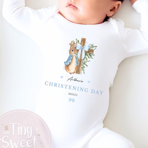 Baby boys christening outfit, Personalised cross christening, baptism, naming day gifts for baby boys, sleepsuit, baby boys babygrow