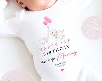 Happy Birthday Mummy, 1st Birthday as My Mummy, New Mum Gift, Mum Birthday, Mummy Birthday, Sleepsuit Babygrow Bodysuit Mum Birthday