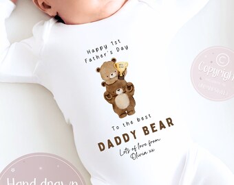 Fathers Day Sleepsuit, 1st Fathers Day As My Daddy, New Dad Gift, Fathers Day, 1st Fathers Day Babygrow, Sleepsuit Babygrow Bodysuit, Dad