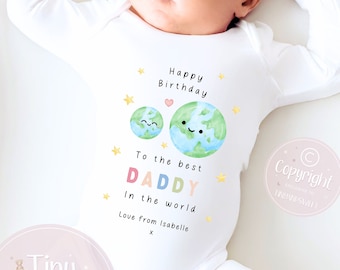 Joyeux anniversaire papa, 1er anniversaire en tant que papa, nouveau cadeau papa, anniversaire de papa, anniversaire de papa, pyjama babygrow body anniversaire de papa