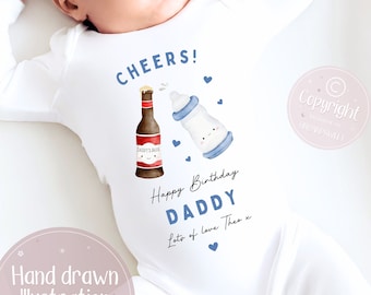 Happy Birthday Daddy, 1st Birthday as My Daddy, Cheers, New Dad Gift, Dad Birthday, Daddy Birthday, Sleepsuit Babygrow Bodysuit Dad Birthday