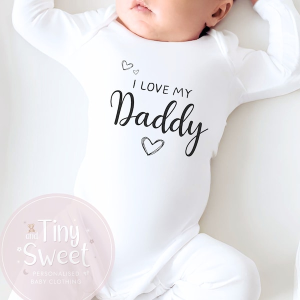 Personalised Baby Grow Vest, Pregnancy Announcement, Baby Surname, New Baby, Due Date Reveal, Baby Gift, I love my daddy