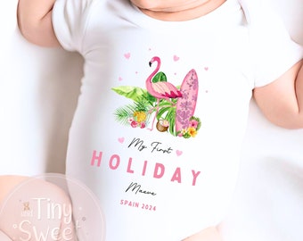 Personalised My First Holiday Baby Vest, First Holiday Bodysuit, First Holiday T Shirt, Babies First Holiday, First Time Flyer