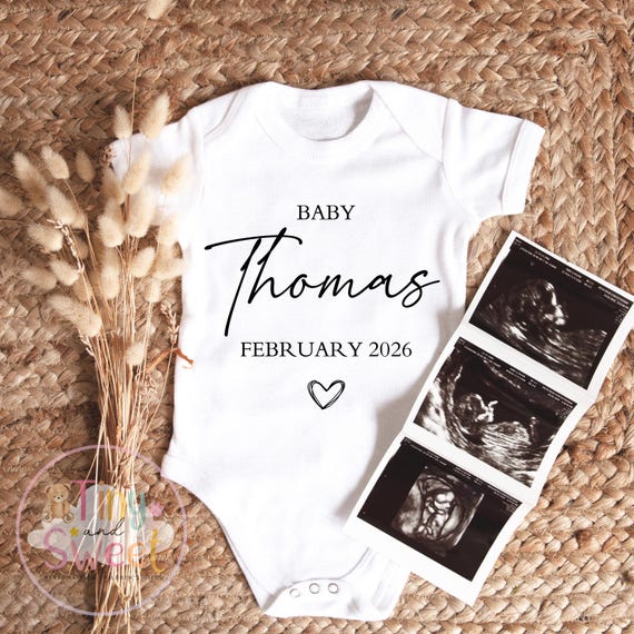 Pregnancy Announcement Vest, Personalised with Surname & Due Date, Personalised Pregnancy Reveal Vest, Baby Announcement