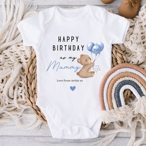 Happy Birthday Mummy, 1st Birthday as My Mummy, New Mum Gift, Mum Birthday, Mummy Birthday, Sleepsuit Babygrow Bodysuit Mum Birthday image 7