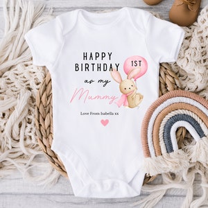 Happy Birthday Mummy, 1st Birthday as My Mummy, New Mum Gift, Mum Birthday, Mummy Birthday, Sleepsuit Babygrow Bodysuit Mum Birthday image 6