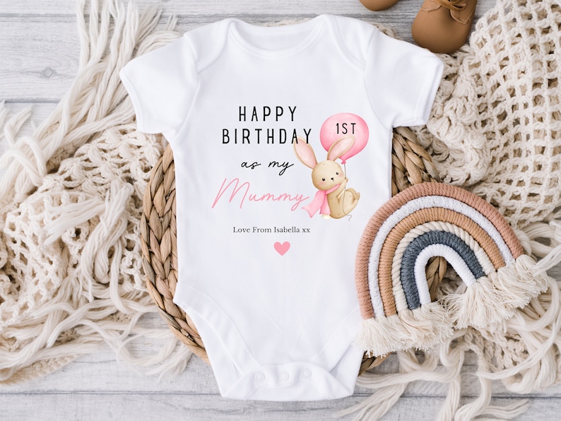 Happy Birthday Mummy, 1st Birthday as My Mummy, New Mum Gift, Mum Birthday, Mummy Birthday, Sleepsuit Babygrow Bodysuit Mum Birthday image 6