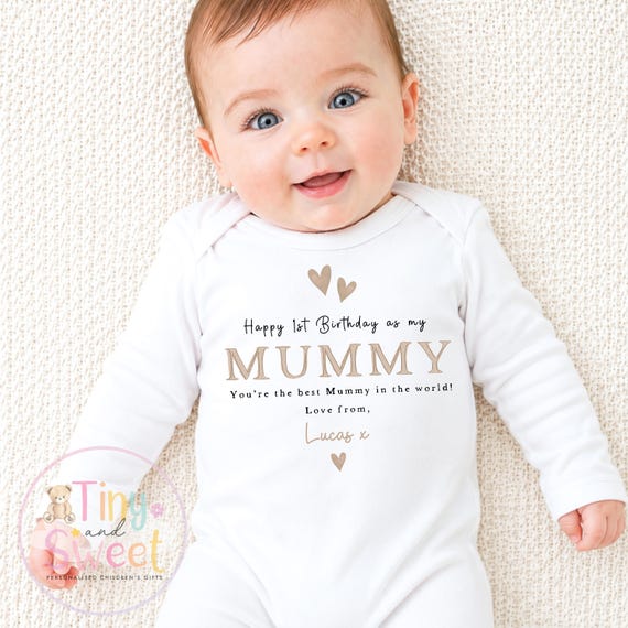 Happy Birthday Mummy or Daddy, 1st Birthday as My Mummy, New Mum Gift, Dad Birthday, Mummy Birthday, Sleepsuit Babygrow Bodysuit